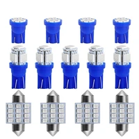 13 pcslot 12v car interior led light bulbs blue atmosphere lamp ceiling dome decoration lights license plate lamps car styling