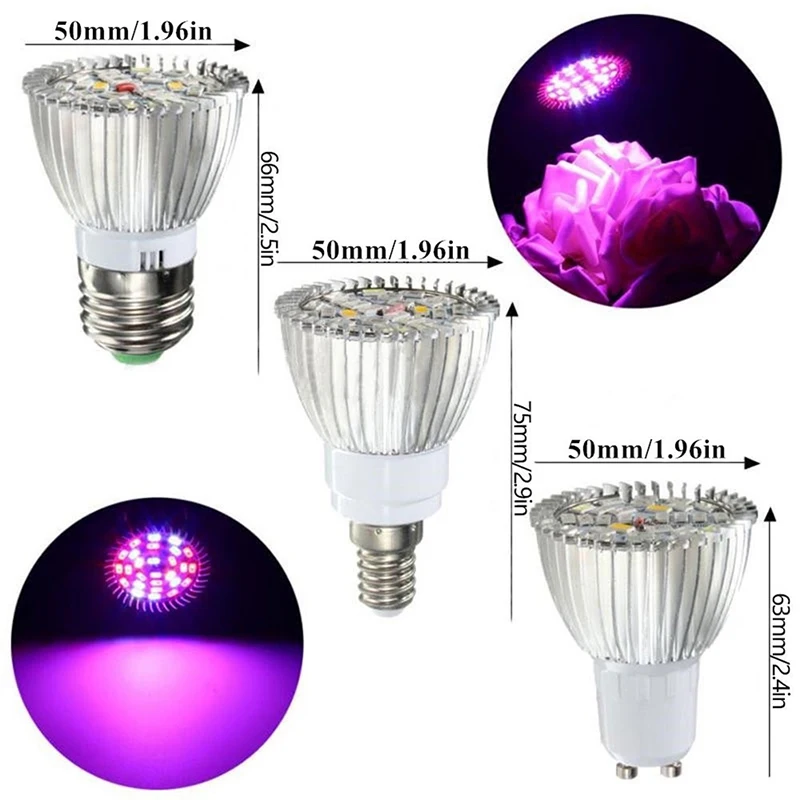 

E27 E14 GU10 LED Plant Grow Light 28LED Bulb Full Spectrum For Plant Hydroponic