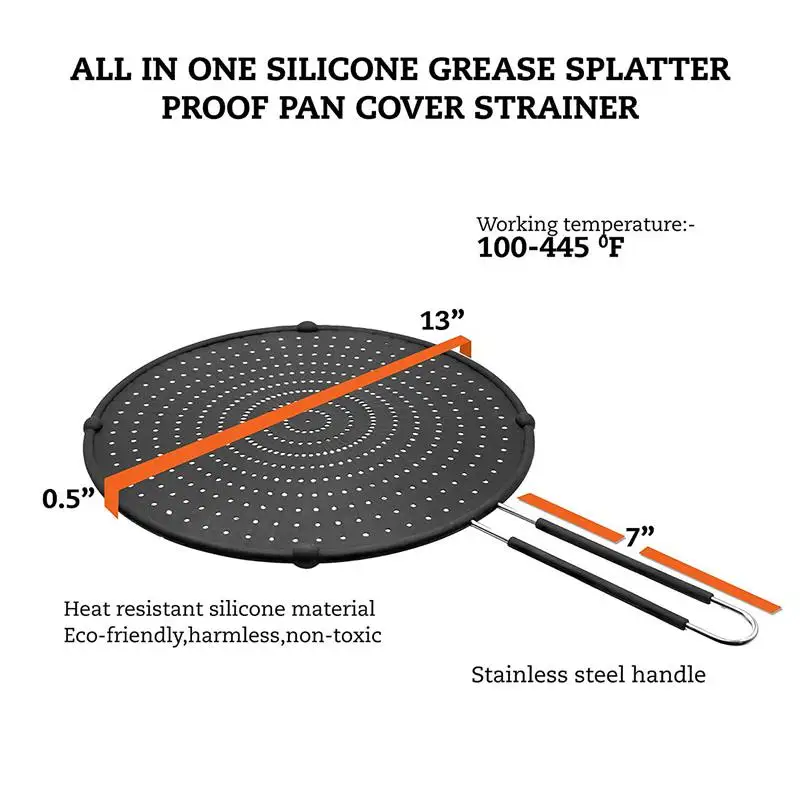 Защита от брызг масла для приготовления пищи и жарки останавливая горячий черный