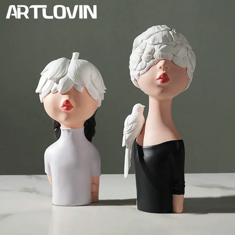 

Modern Girl Fairy Bust Resin Girl Statues Artist Living Room Decoration Abstract Sculpture Handicrafts Wedding Birthday Gift New