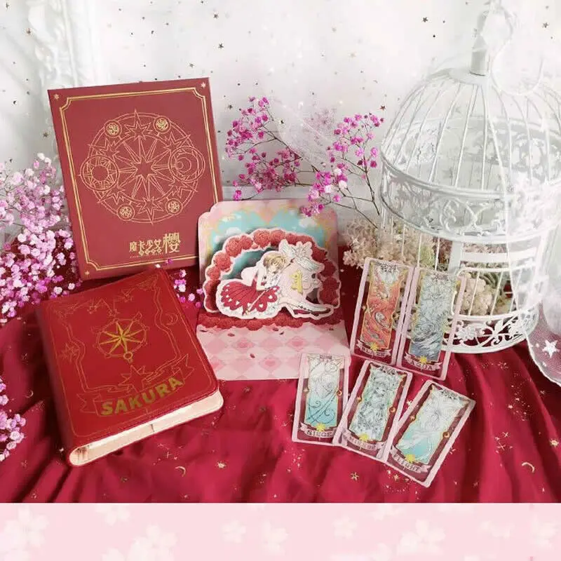 Новая аниме карта Captor Sakura прозрачная карта записная книжка Закладка Подарочная коробка открытка Косплей Подарки для фанатов