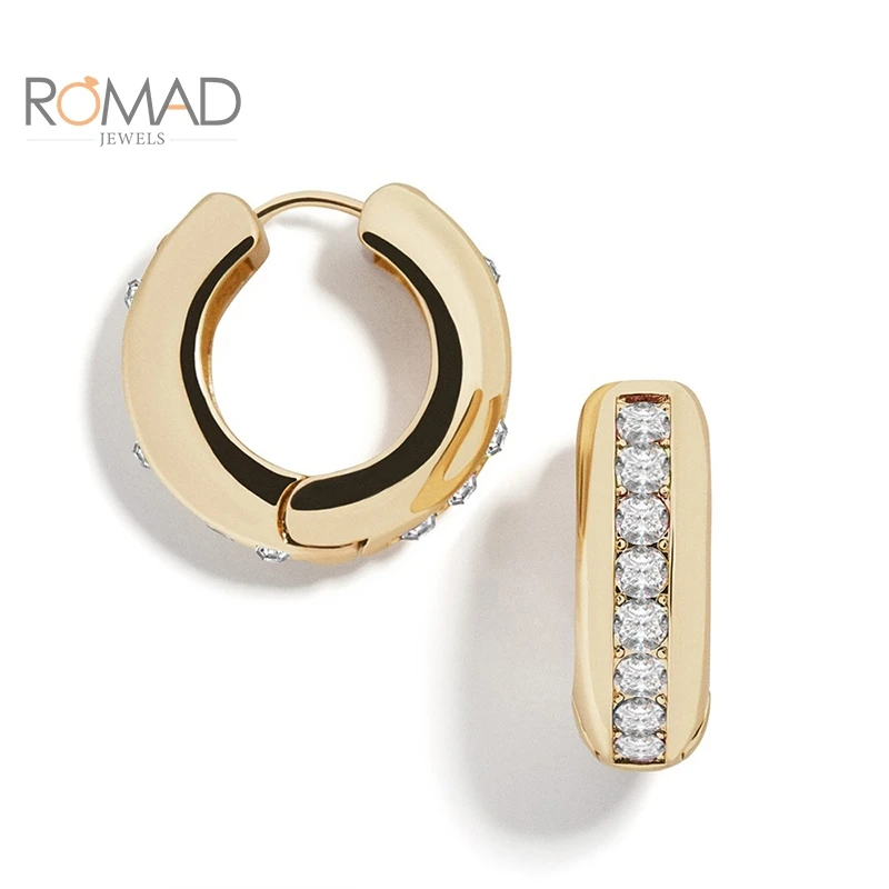 

ROMAD European And American Simple All-match Small Ring Earrings For Women Mini Hoop Earrings With Diamonds Boucle Doreille#