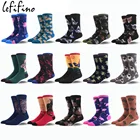 Носки мужские из чесаного хлопка, разноцветные, в полоску