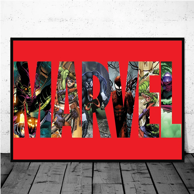 Картина на холсте с супергероями Человек-паук Мстители Марвел Железный человек
