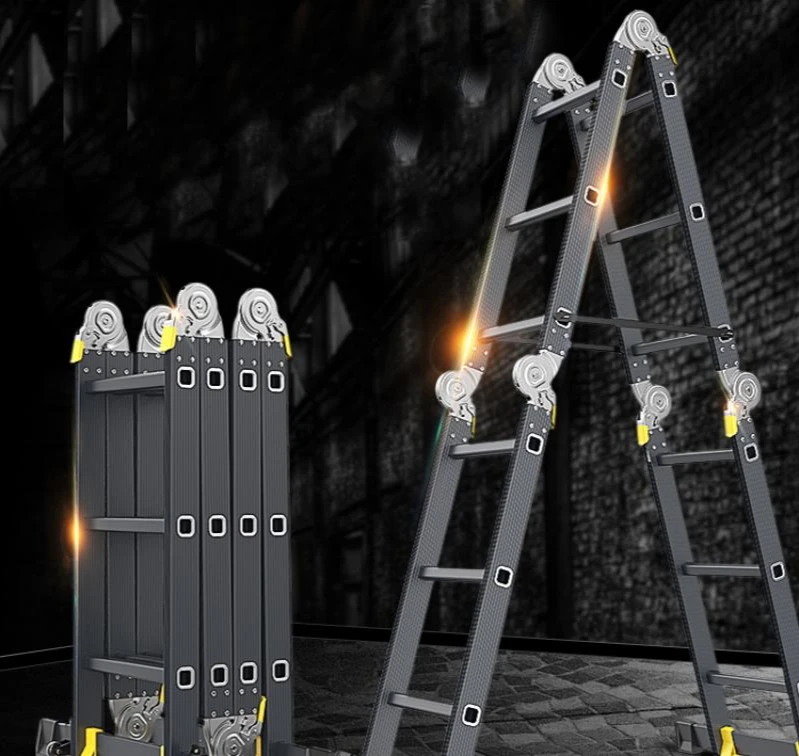 Multifunctional Aluminum Alloy Herringbone Ladder Household Ladder Telescopic Ladder Lifting Portable Engineering Ladder