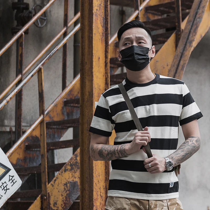 Не в наличии 2 дюймов Широкие полоски плотный Для Мужчин's футболки тюрьмы Стиль