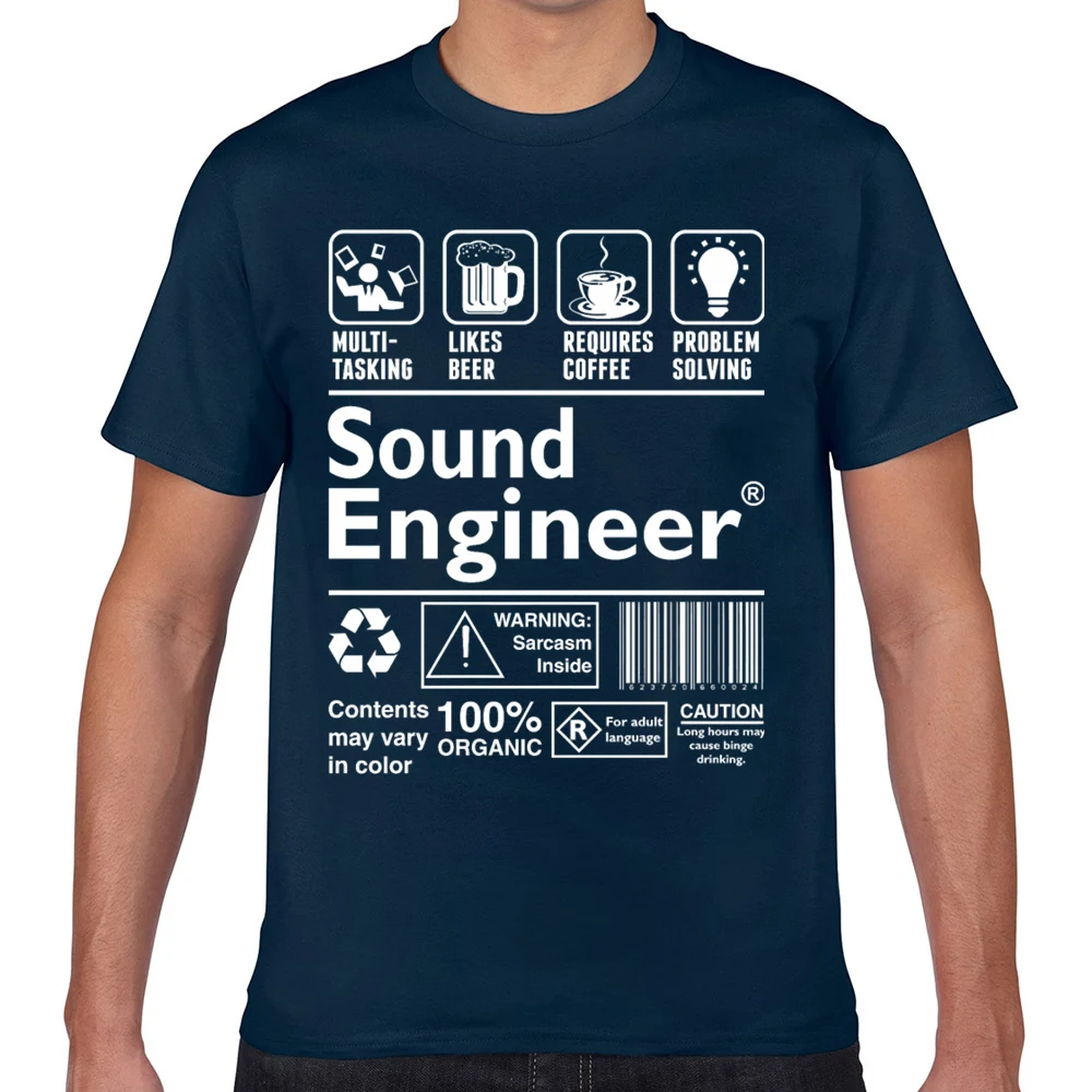 Мужская футболка Повседневная Черная с изображением звуковой инженерной