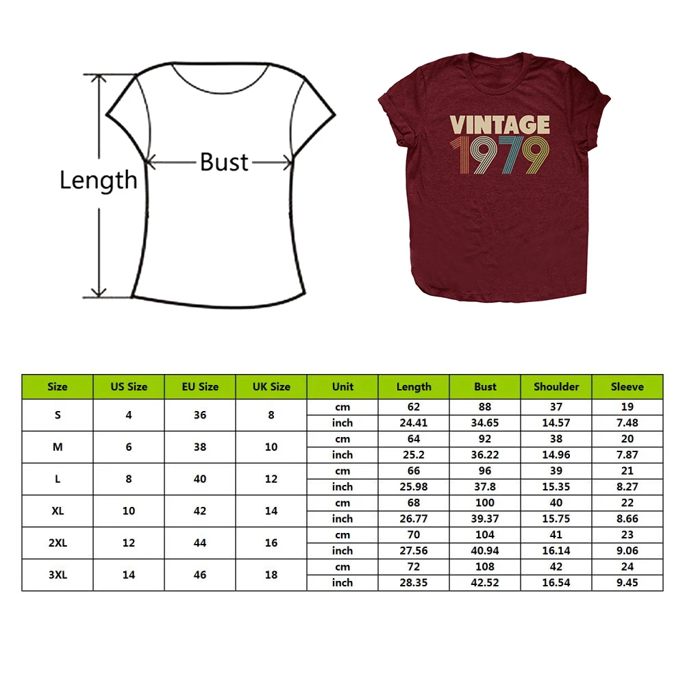

VIintage 1979 Letter Print T Shirt Women Short Sleeve O Neck Loose Tshirt Summer Women Tee Shirt Tops Camisetas Mujer