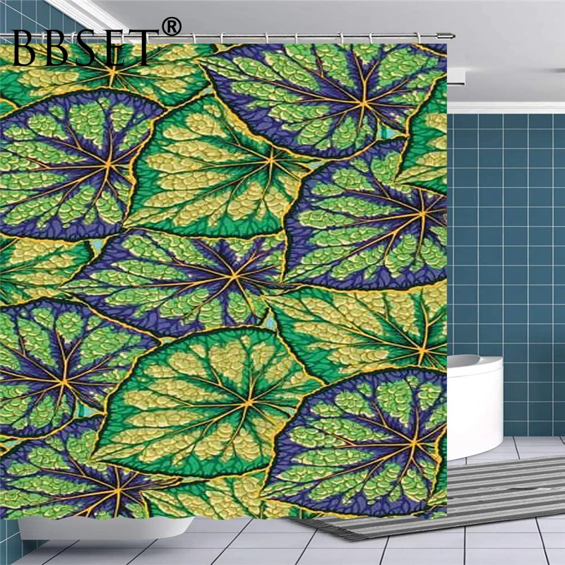 

Листья душ Шторы увеличенный текстура зеленого цвета с узором в виде листьев, Водонепроницаемый; Многоразмерные х Douchegordijn Ванная комната де...