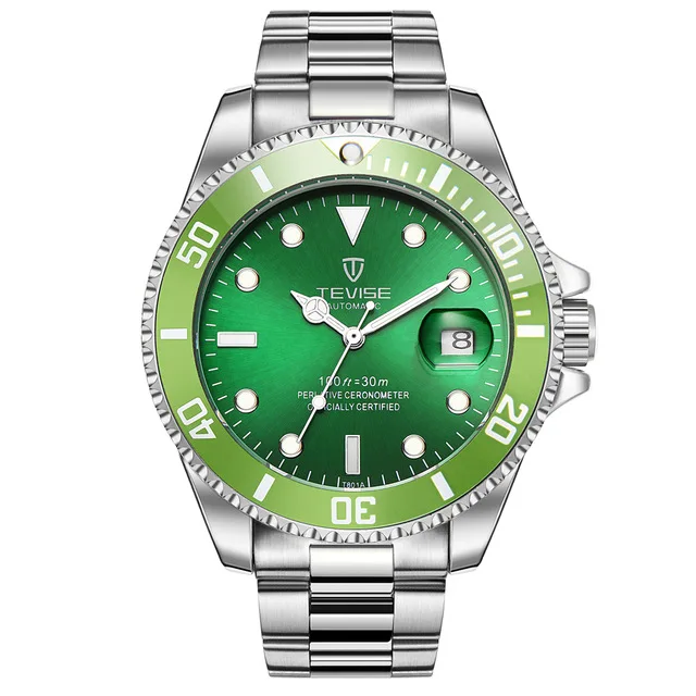 silver green Мужские часы механические Автоматические Дата Мода T801 801 - Color: silver green