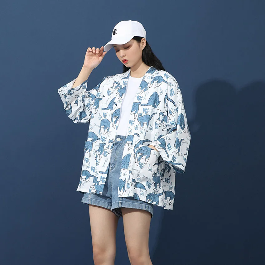 Японская традиционная одежда кимоно Haori пляжная Женская Харадзюку летняя Тонкая