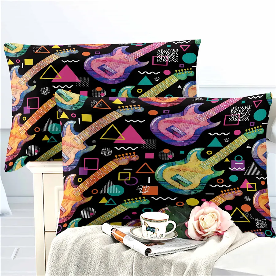 

HELENGILI 3D Bedding Set Guitar Print Duvet Cover Set Lifelike Bedclothes with Pillowcase Bed Set Home Textiles #JT-16