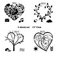 4pc stencil coloring embossing love heart painting template diy plastic scrapbook diary stamp album drawing templates reusable