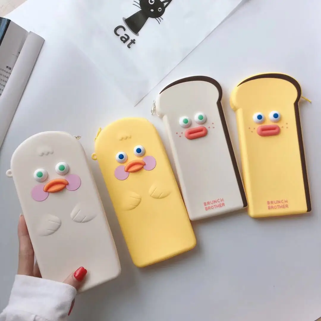 Korean version of cartoon ghost funny duck For Huawei Samsung XiaoMi student pen cosmetics pencil bag multi-function coin purse |