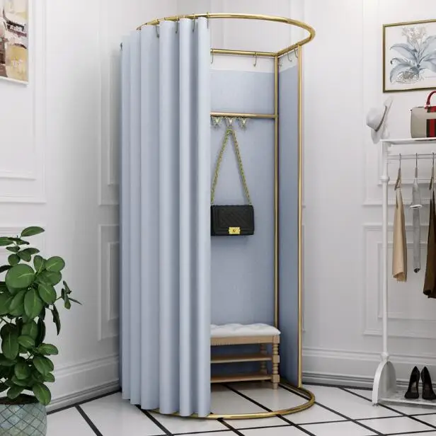 

Shop rack simple assembly mobile fitting room ground track folding activities promotion dressing room door curtain