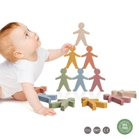 1 set baby food grade silicone teether montessori doll building blocks toy diy creative stacking balance educational toy for kid