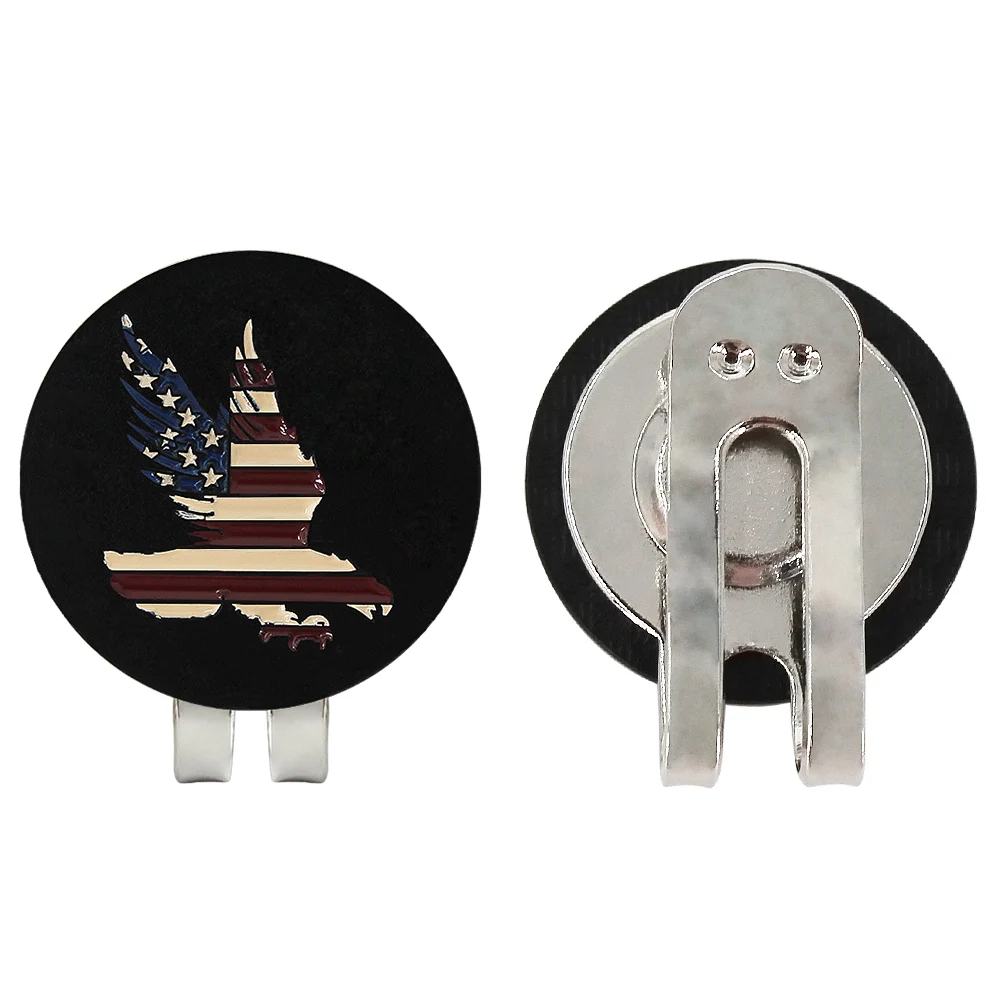 Pack 1 Pcs Golf Ball Marker With Hat Clip Alloy Magnet Cap Clips US Flag Style Black Eagle Mark Golf Accessories Drop Ship