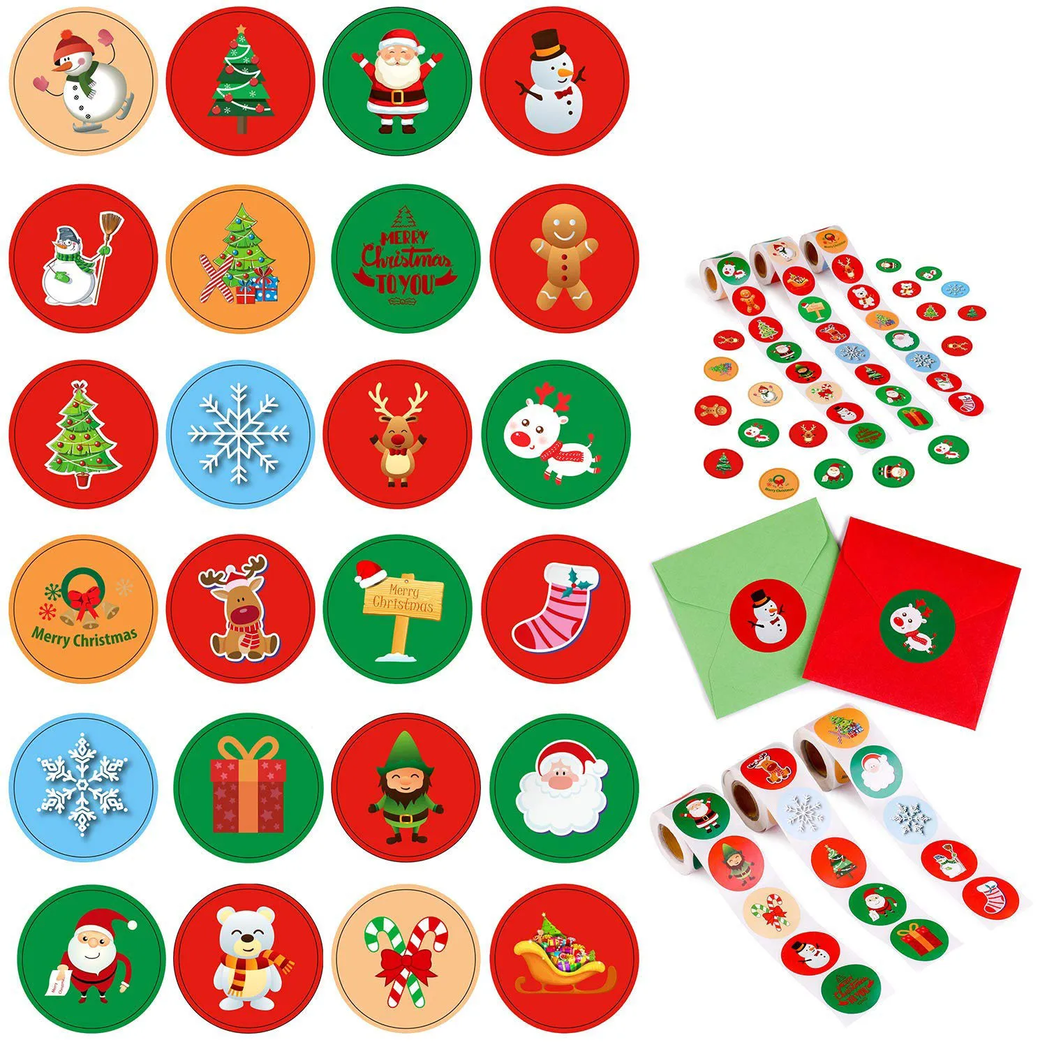 David accessories 500pcs/roll 2.5cm Merry Christmas Paper Sticker DIY Clothing Gift Packing Material Home Decoration,1Yc8264