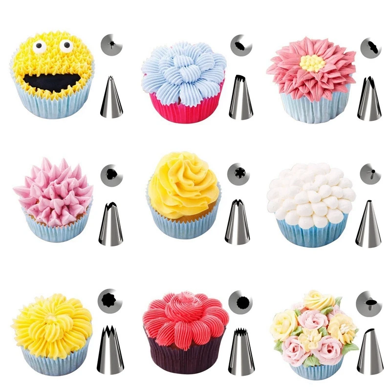 

42Pcs/set Cake Decorating Tips Set Stainless Steel Icing Piping Nozzles DIY Household Baking Tools Reusable Pastry Bags Couplers