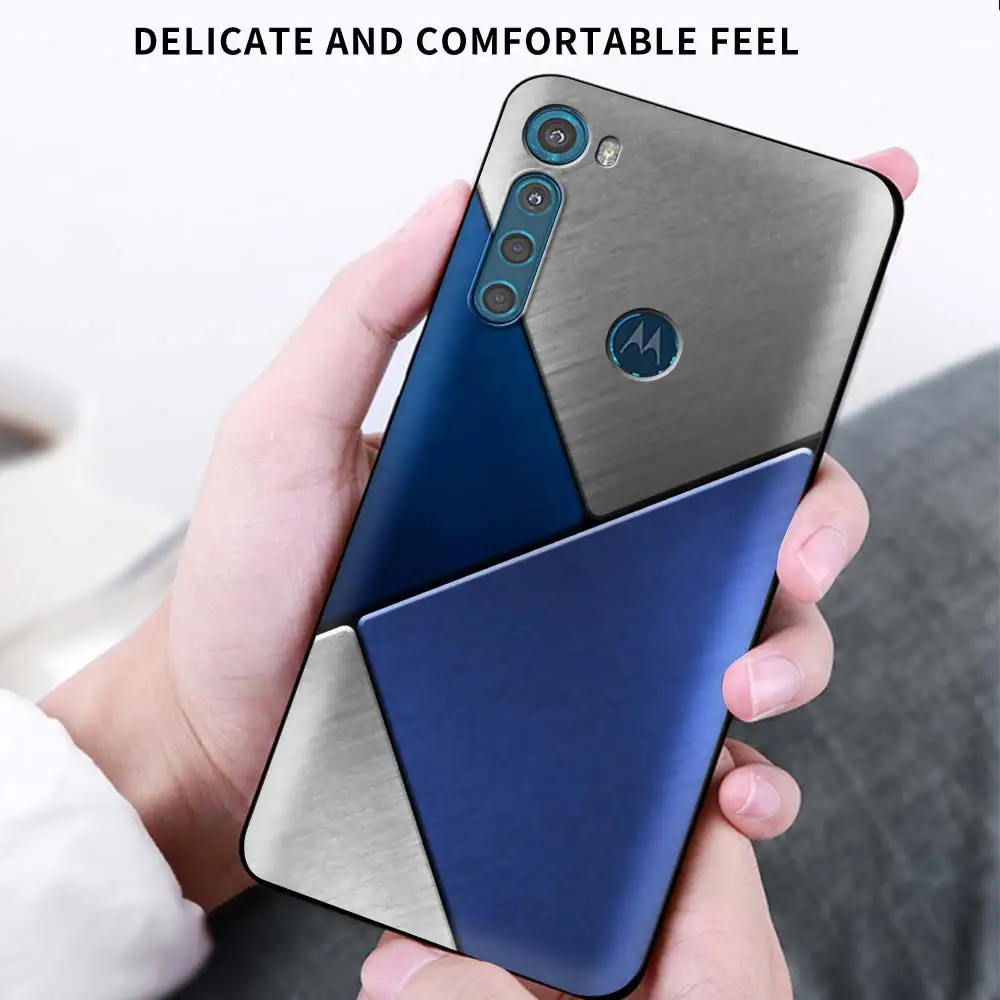 

Phone Case For Motorola G8 G9 Play Edge One Fusion Plus E6s G Stylus Black Soft Casos Mobile Cover Retro Dark Metal