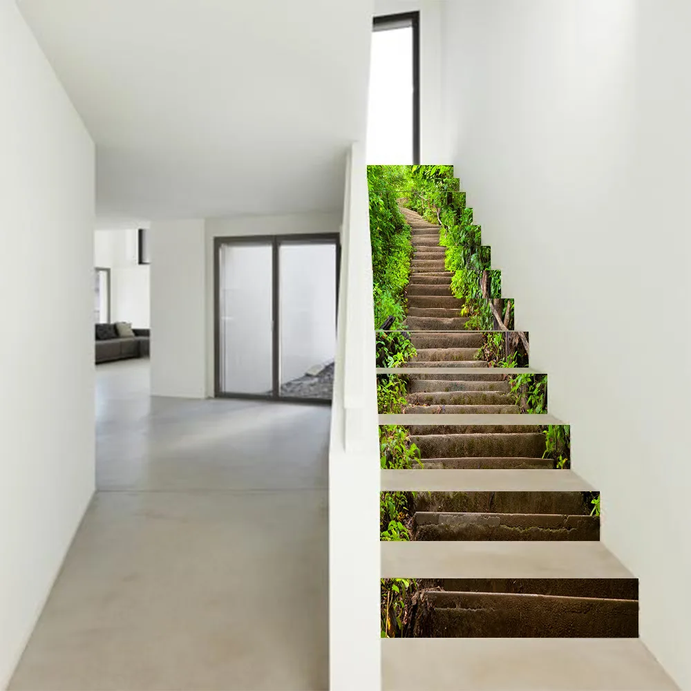 Зеленые посадки лестницы ПВХ наклейки украшения дома Diy креативные