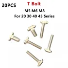 20 шт.лот M5 M6 M8 T болты для европейского стандарта 20 30 40 45 линейный рельс алюминиевый профиль Опциональные алюминиевые аксессуары для профиля