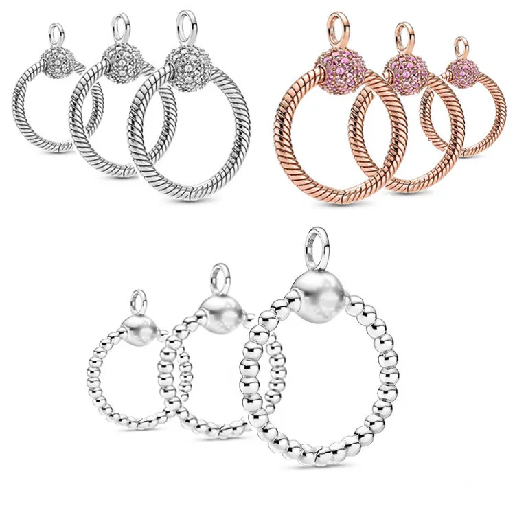 Подходит к оригиналу 925 стерлингового серебра моменты со стразами и круглым