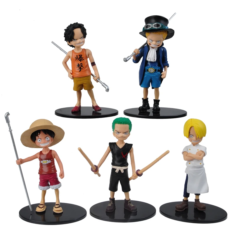 

5Pcs/Set One Piece Monkey D. Luffy 14CM PVC Anime Figure Collectible Model Statue Decorations Doll Young Age Little Cute Luff