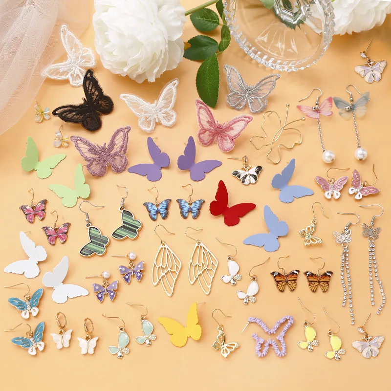 

S925 Silver Butterfly Element Earrings 2020 New Super Fairy Earrings Retro Hong Kong Style All-match Earrings