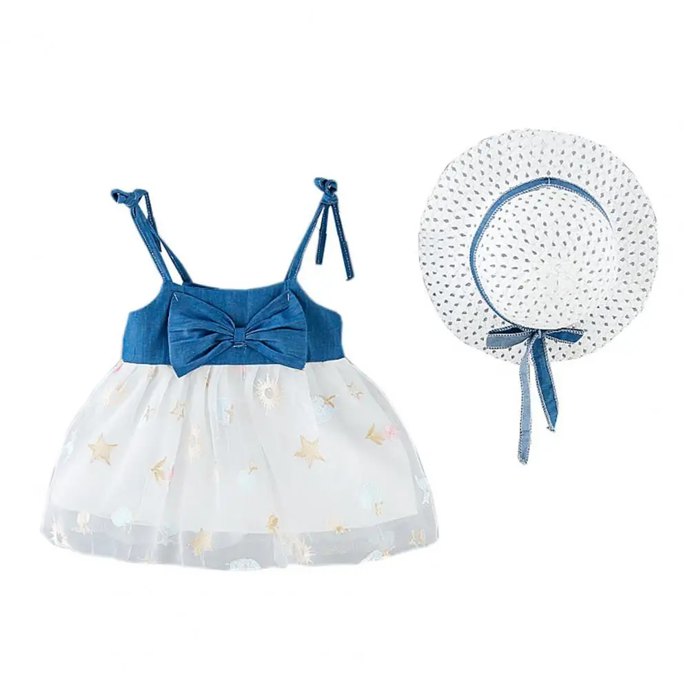 

2Pcs/Set Children Dress Sleeveless Good-looking Strap Toddler Tutu-Dress for Birthday Party