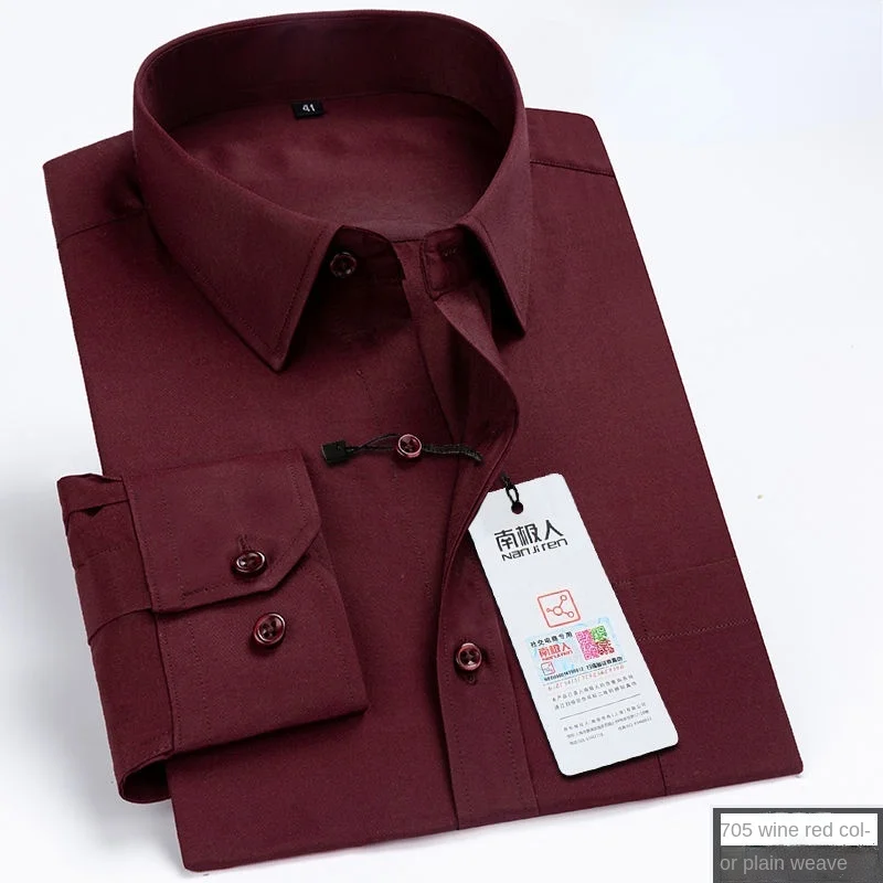 White Shirt Men's Long Sleeve Slim-Fit Iron-Free Formal Wear Spring Fall Business Work Clothes Business Mens Smart Casual Shirts