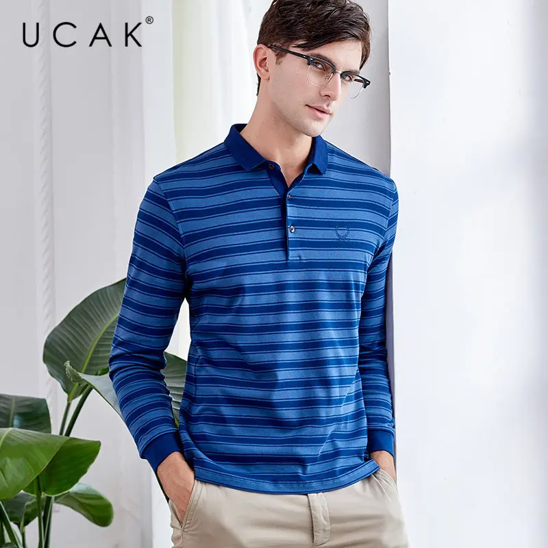 UCAK брендовая футболка мужская одежда 2019 Осенняя деловая Повседневная модная
