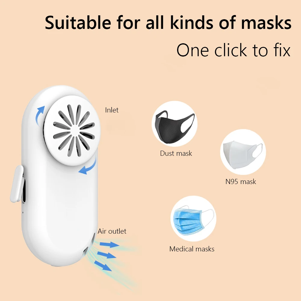 Многоразовый портативный вентилятор для маски на лицо с клипсой воздушный