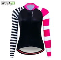 wosawe female cycling jersey long sleeves road cycling clothes spring autumn breathable long sleeves bicycle womens jersey s xl