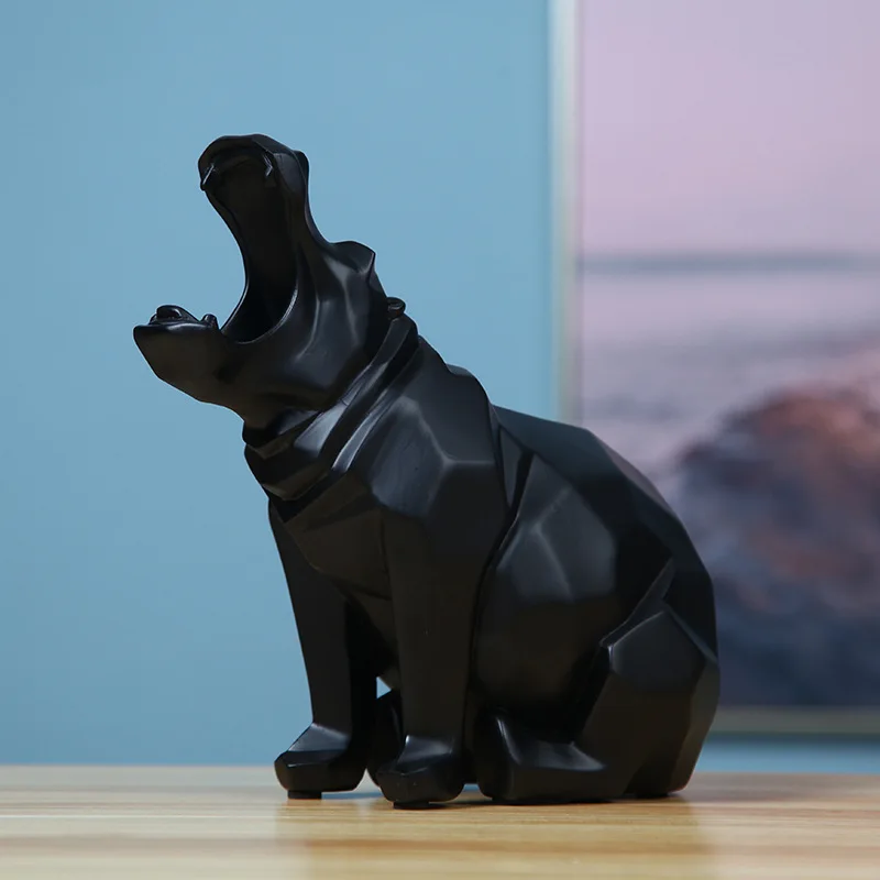 Абстрактный гиппопотам миниатюрный геометрический орнамент из смолы для реки