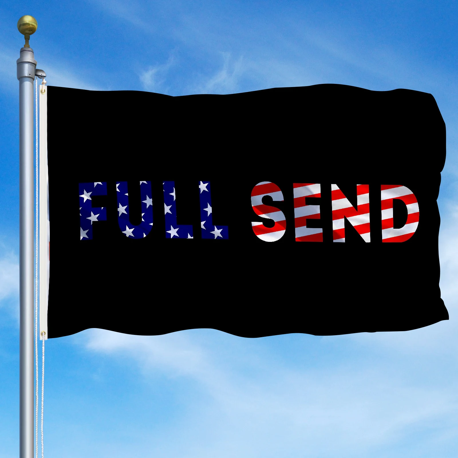 MOFAN Full Send American Flag Black 3x5Ft Durable Polyester Canvas Heading with Two Solid Brass Grommets Nelk Nelkboys Flag