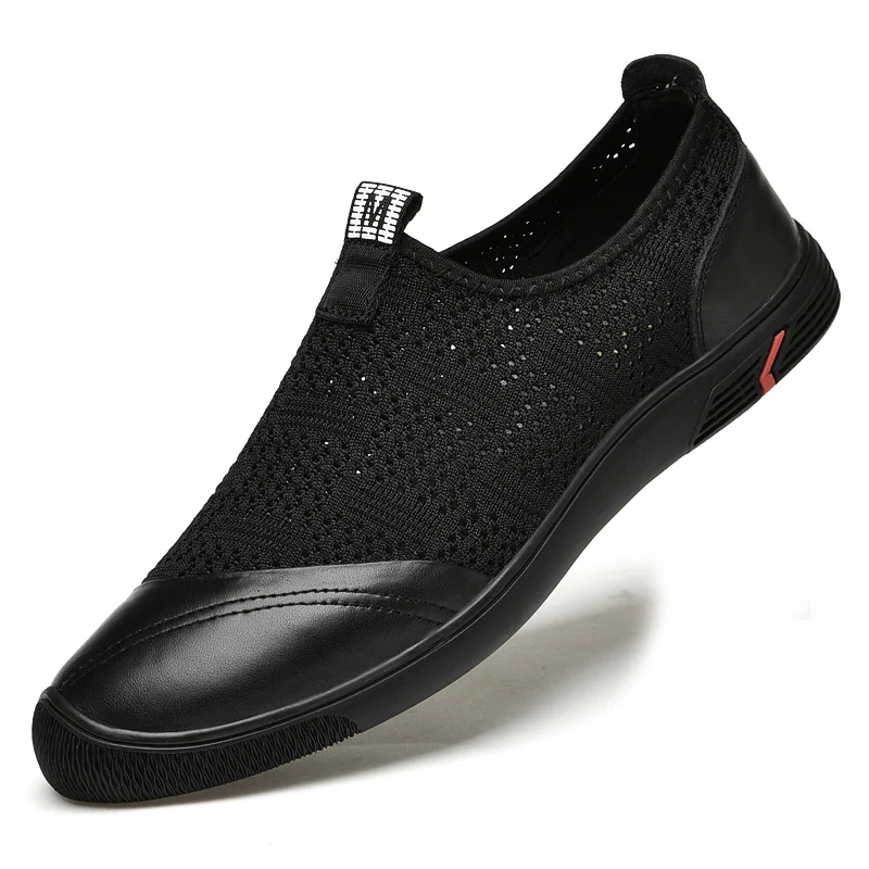 

Lace Men Shoes Mesh Casual Up Comfortable Outdoor Sneakers Sports Shoes Genuine Leather Hollow Out Breathable Driving Shoes