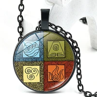 head the last airbender leather necklace kingdom jewelry air nomad fire and water tribe glass dome pendant sweater chain jewelry