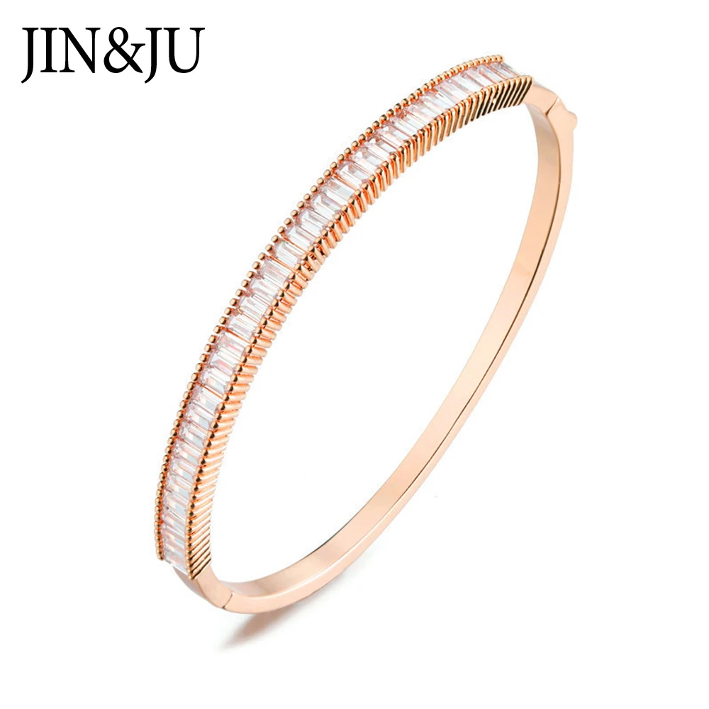 

High Quality AA Cubic Zirconia Bracelet Bangles For Womens Rose Gold Color Bangles Fashion Jewelry For Girlfriend Birthday Gifts