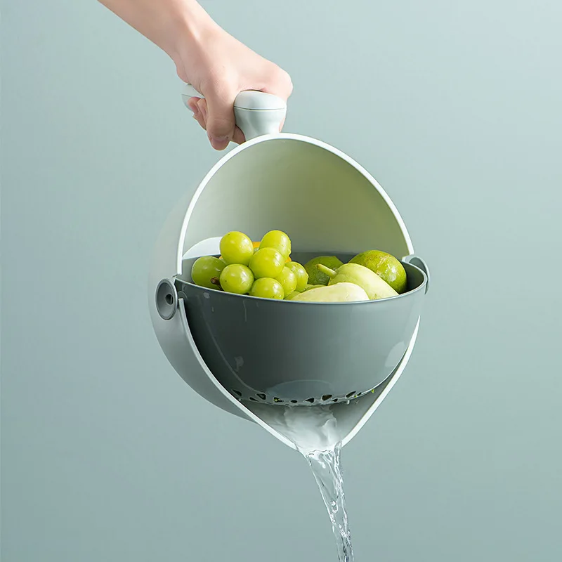 

Two in One Handheld Storage Eco Friendly Basket Drain Bowl Vegetable Fruit Basket Home Organizer Kitchen Accessories For Cookies