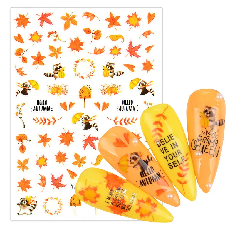 

3D наклейки для ногтей Лаванда кленовый лист наклейки новый год дизайн клей Снежинка ногти Советы Рождество бумага для ногтей