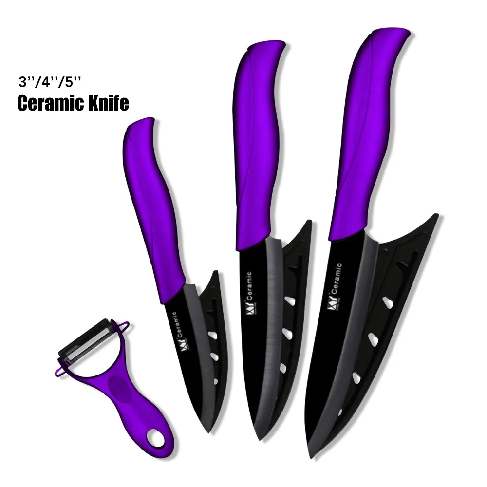

XYj Ceramic Knife 3 4 5 inch Knives Kitchen Set Black Blade Chef Utility Paring Vegetable Slicing Ceramic Knives With Peeler