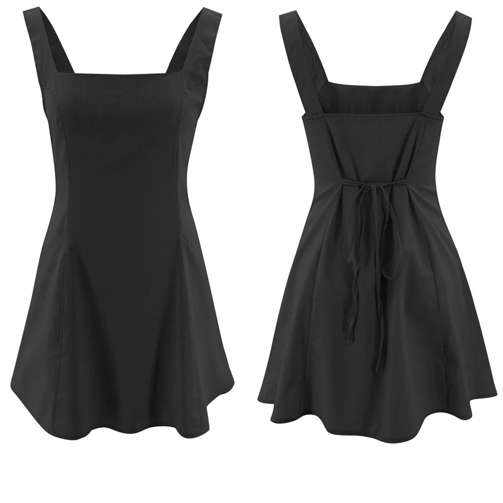 

Женское платье без рукавов, новинка 2020, французский стиль, квадратный воротник, высокая талия, лето, длина до колена, сексуальное Клубное пла...