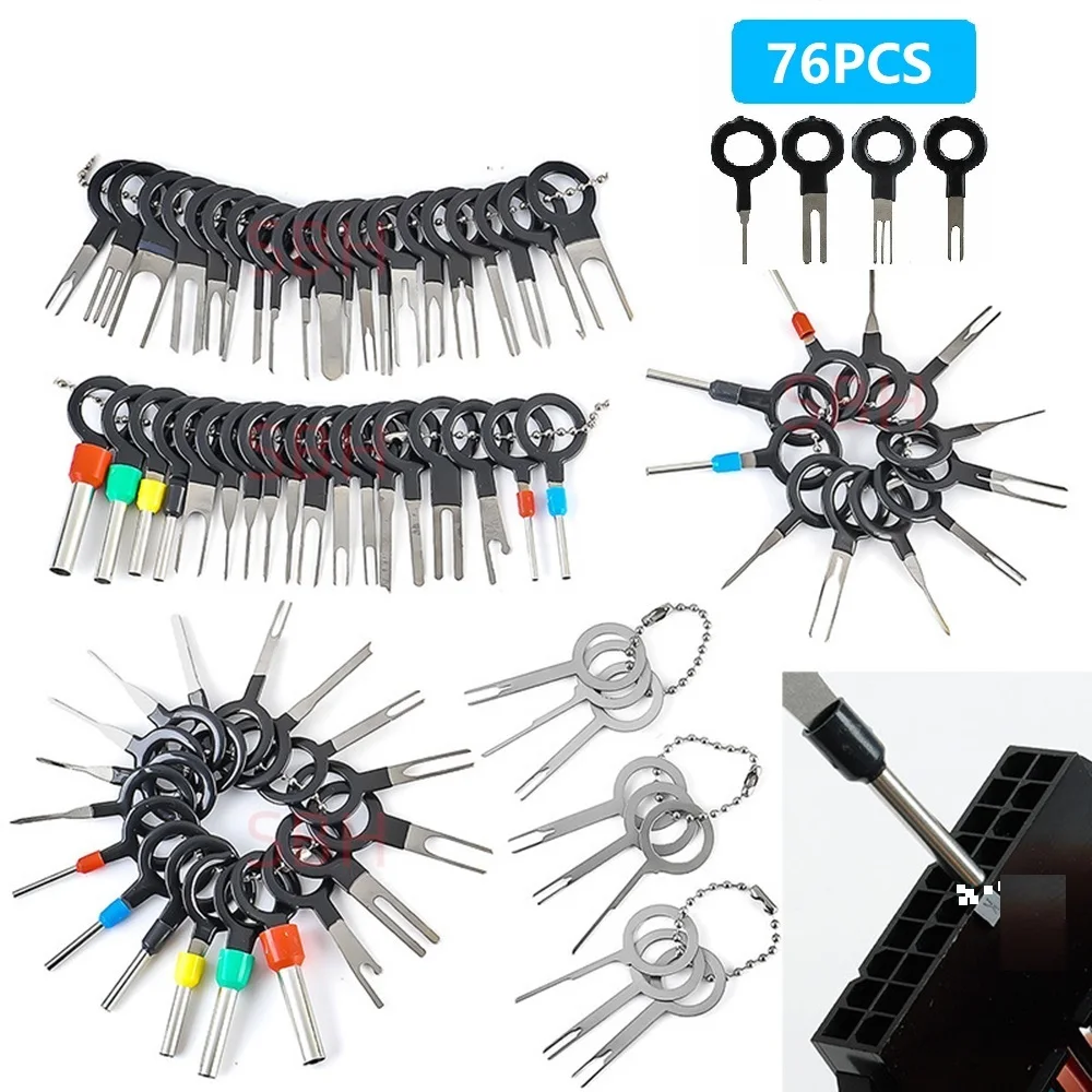 

76PCS Terminal Ejector Kit Tools Wire Connector Extractor Automotive Terminal Wire Terminal Removal Tool Car Pin Kit