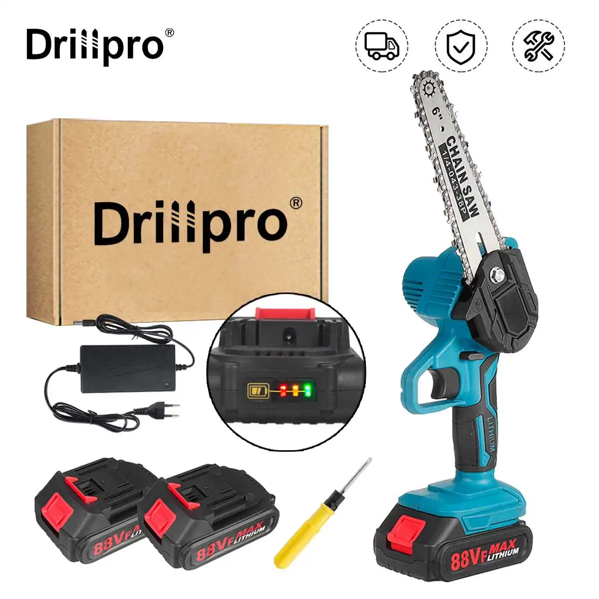 Drillpro 6 дюймов 1200W Мини Электрическая цепная пила с Батарея индикатор