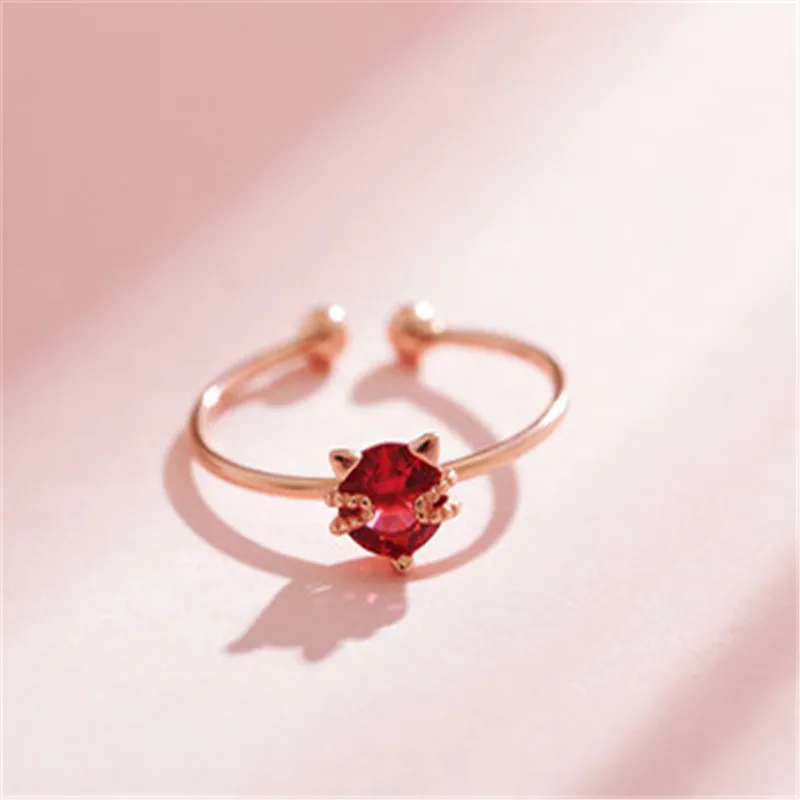 Кольцо из стерлингового серебра 925 пробы регулируемое кольцо с кошкой женские