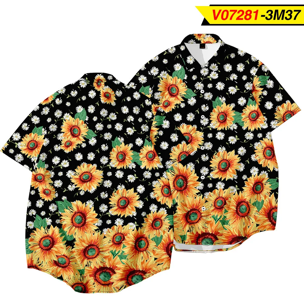 

Мужская футболка с коротким рукавом повседневные рубашки для мальчиков дышащие вечерние топы с цветочным принтом для девочек, модные летни...