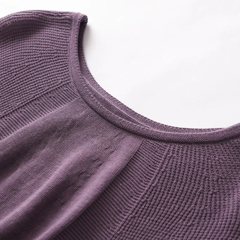 

Hot sale fashion short 0-neck short-sleeved sweater ladies knit solid color thin pullover Slim cotton T-shirt 2021 summer