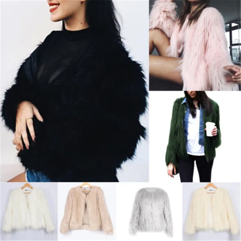 Женское меховое пальто куртка теплое зимнее повседневное из искусственного меха