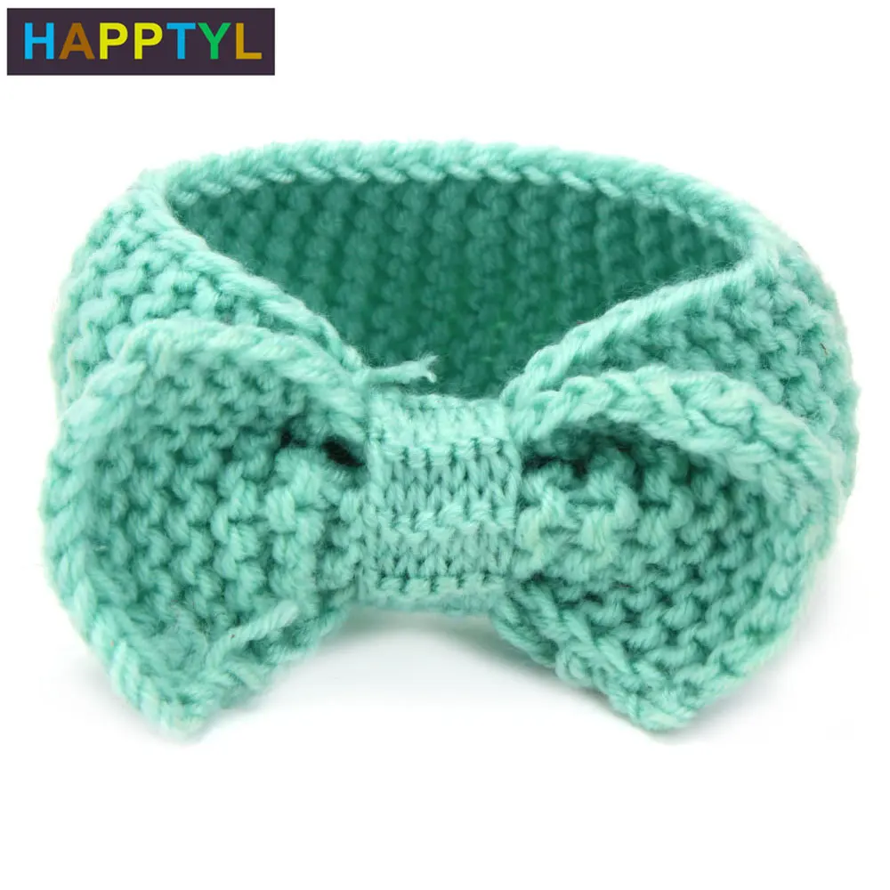 HAPPTYL/1 шт. Зимняя Милая вязаная повязка на голову с бантом для маленьких девочек